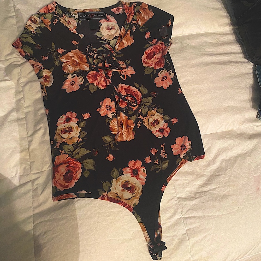 Black floral bodysuit